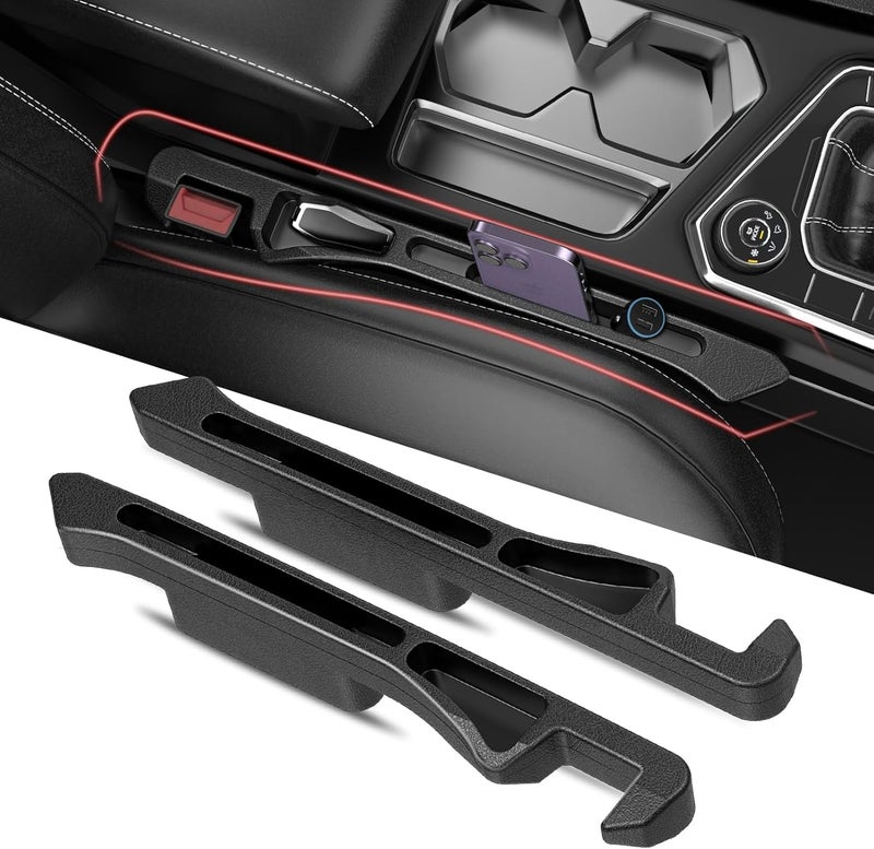 DDTPDE Car Seat Gap Filler 2Pack, Inserts Between Seats Console with Organizer Storage Upgraded Phone Holder Car Side Seat Gap Fillers Cars Front Seats Fill Plug Car Essentials for Vehicle SUV Truck (Black) | Organizer Storage, Cars Front Seats, Fill Plug, Car Essentials - Image 1